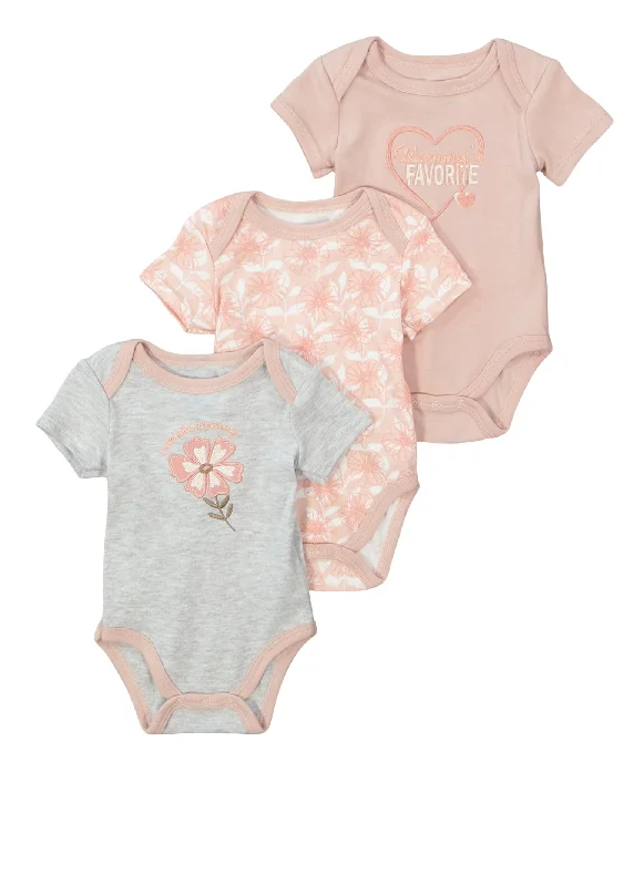 Baby Girls 0-9M Mommys Favorite Graphic Bodysuit Trio