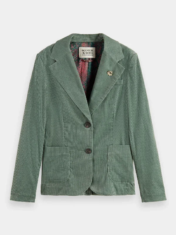 Single-breasted corduroy blazer