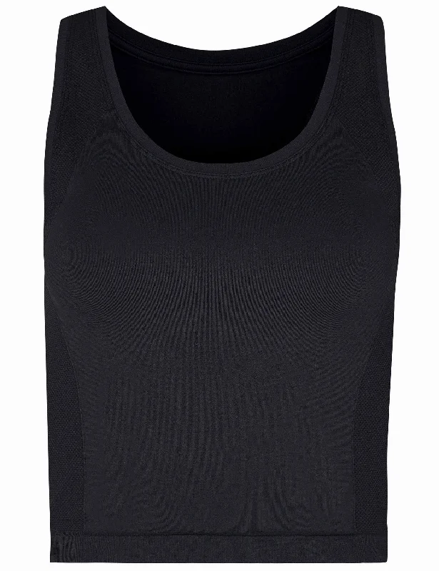 Athlete Crop Seamless Gym Vest - Black