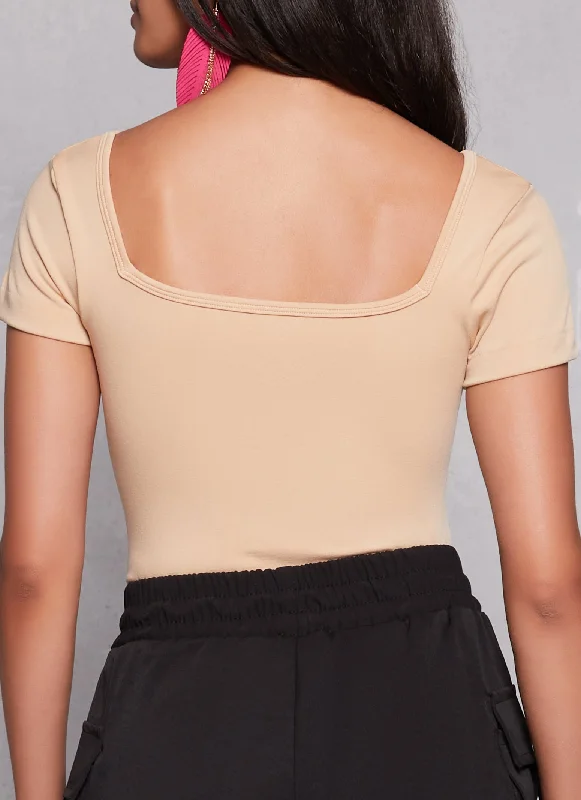 Seamless Square Neck Short Sleeve Bodysuit