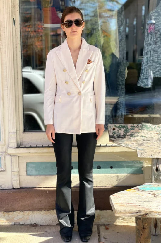 Velour Double-Breasted Blazer - Off White