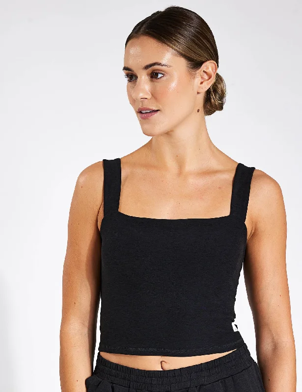 Elevation Square Neck Tank - Black Heather