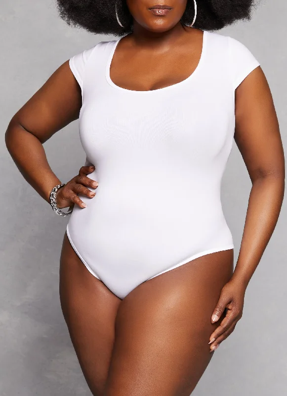 Plus Size Crew Neck Cross Back Bodysuit