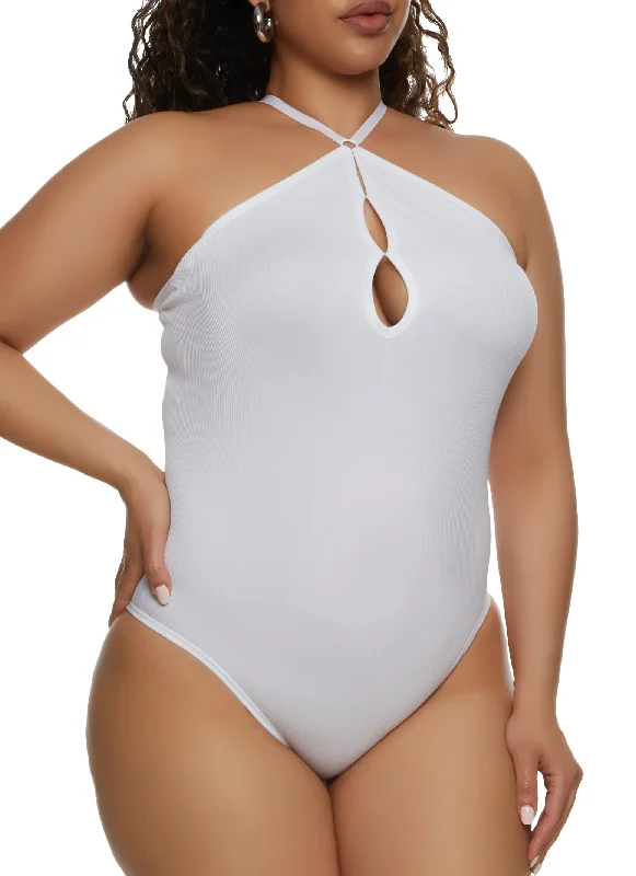 Plus Size Keyhole Open Back Bodysuit