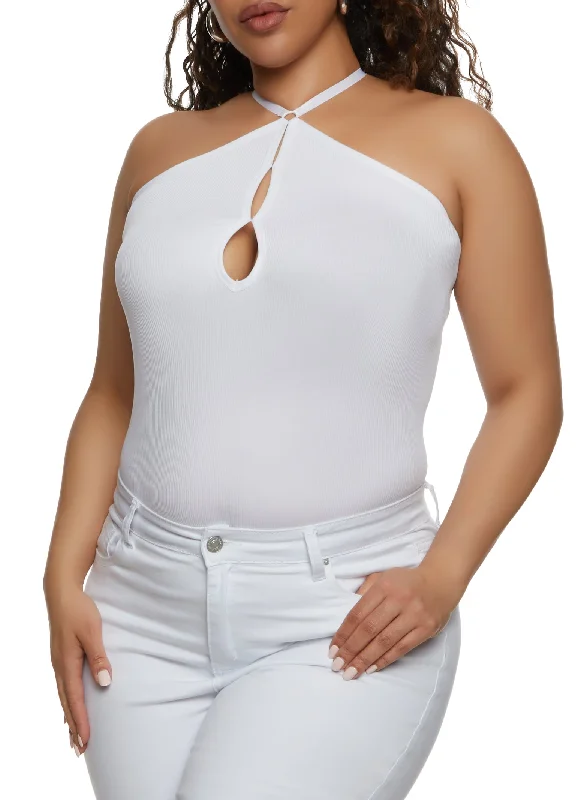 Plus Size Keyhole Open Back Bodysuit