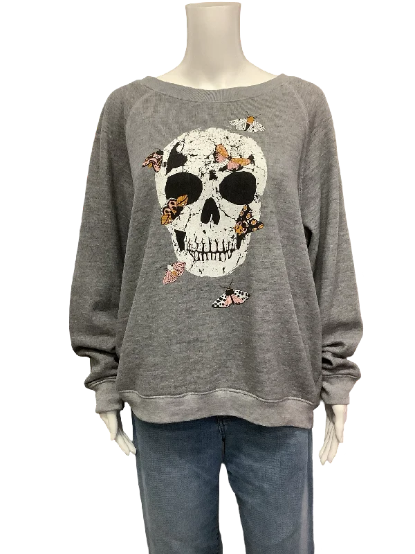 Wildfox Sweatshirt Skull Grey Size: L