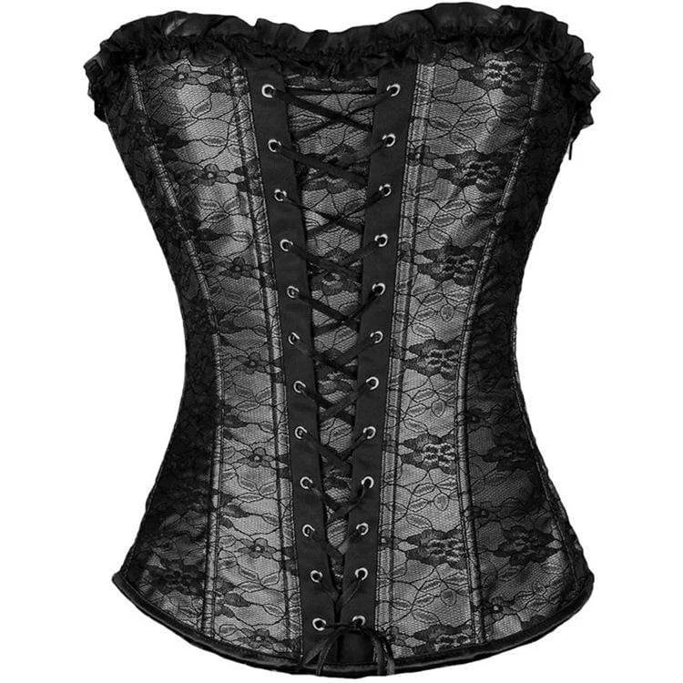 Women' Vintage Floral Lace Strappy Overbust Corsets