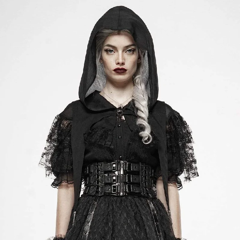 Women's Goth Lace Hooded Short Cloaks