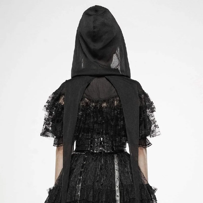 Women's Goth Lace Hooded Short Cloaks