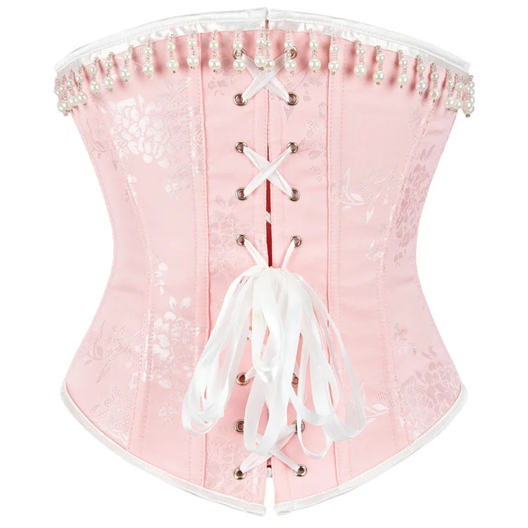 Women's Gothic Beaded Lace-up Overbust Corset