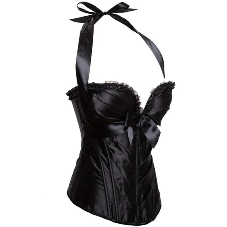 Women's Gothic Bowknot Satin Halter Top Corsets