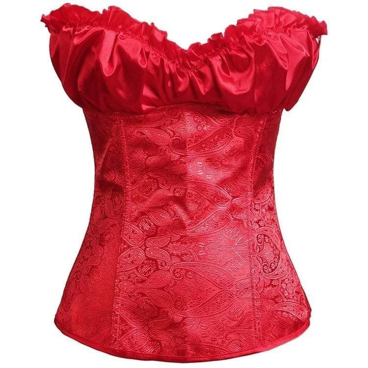 Women's Gothic Flabala Hem Satin Overbust Corsets