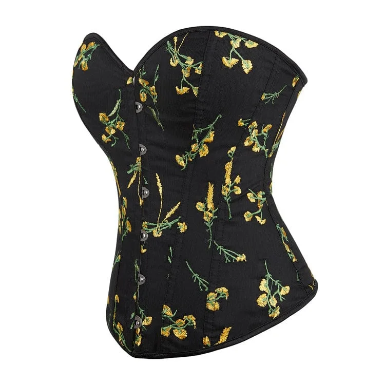 Women's Gothic Floral Embroidered Overbust Corset