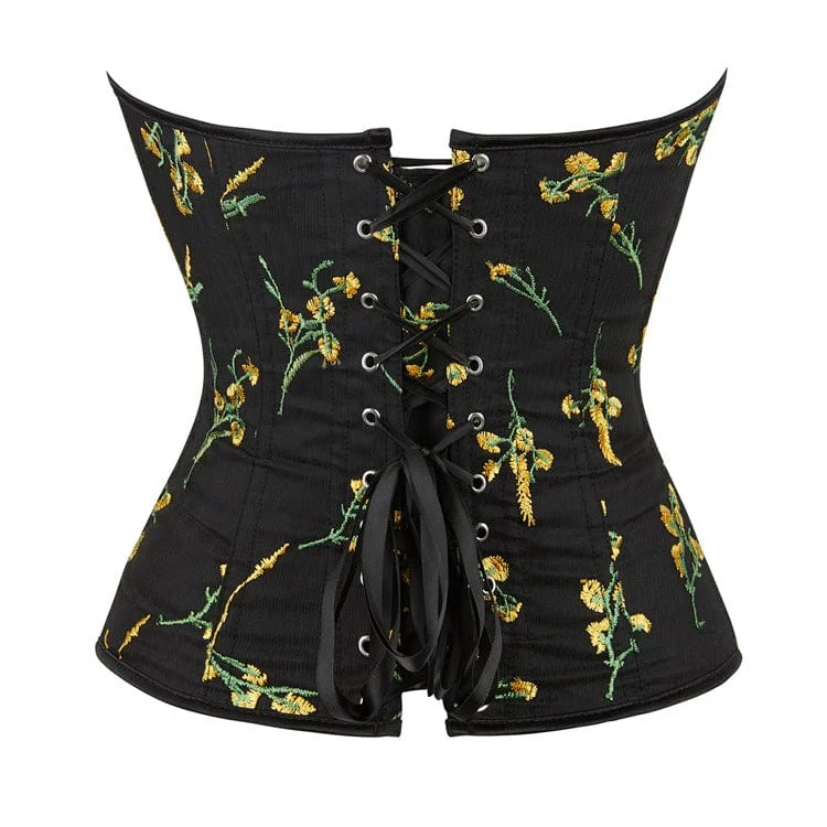 Women's Gothic Floral Embroidered Overbust Corset