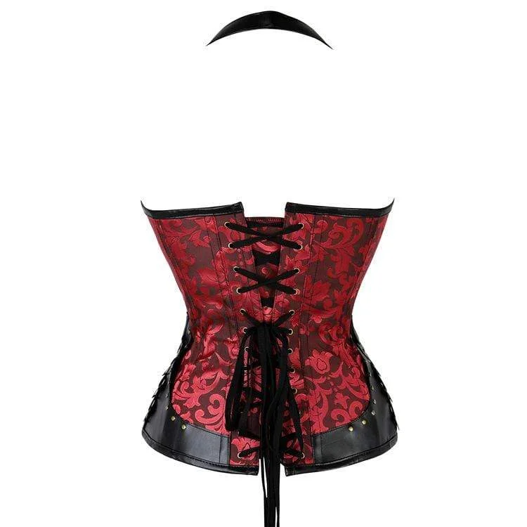 Women's Gothic Floral Halter Top Corsets With T-back