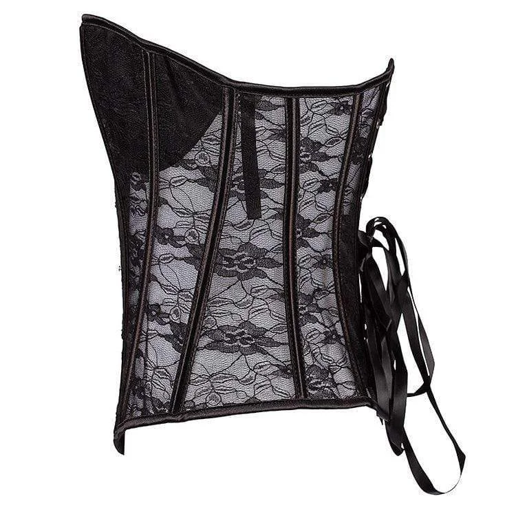 Women's Gothic Floral Lace Overbust Corsets With T-back