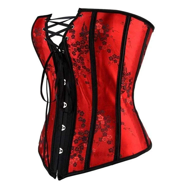 Women's Gothic Floral Strappy Overbust Corsets