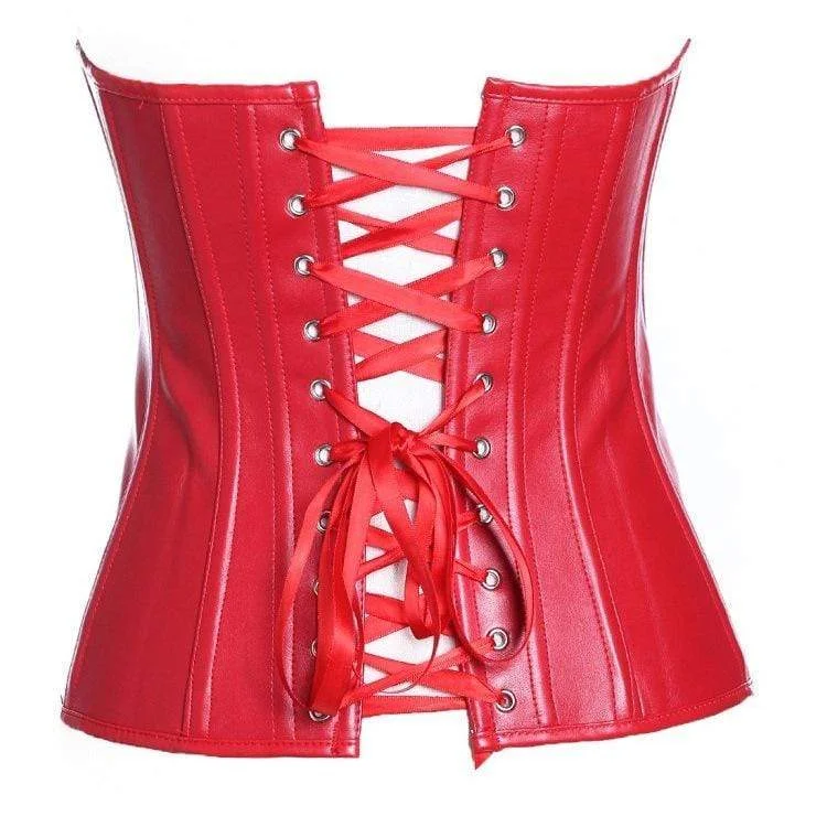 Women's Gothic Front Zip Faux Leather  Overbust Corsets