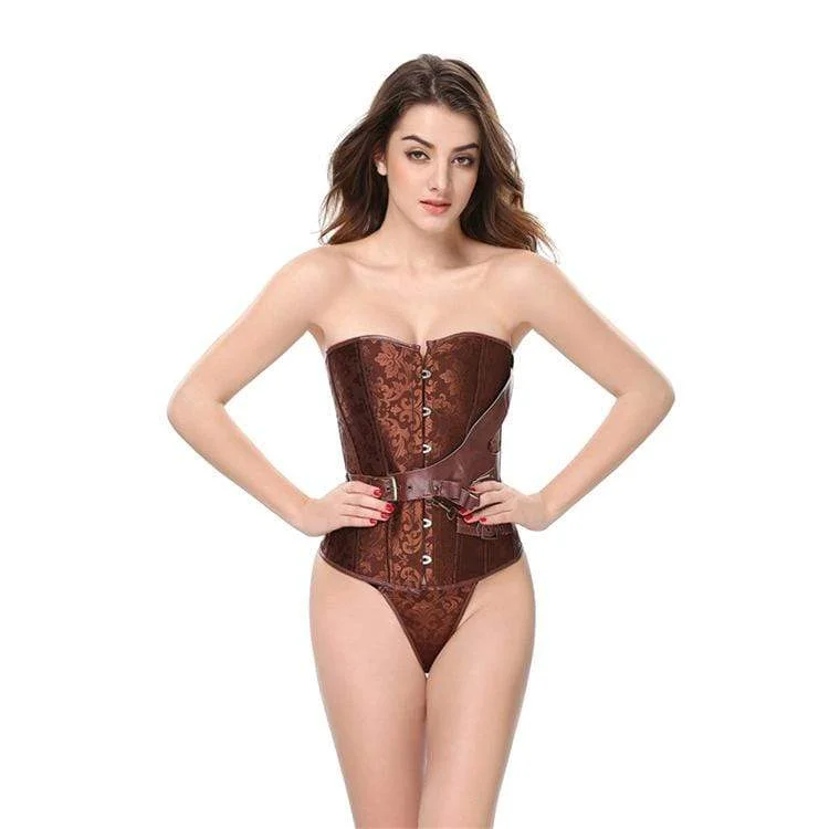 Women's Gothic Jacquard Belt Overbust Corsets