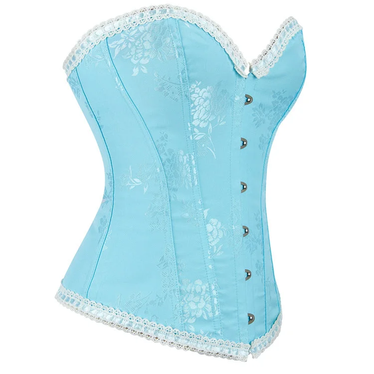 Women's Gothic Jacquard Lace Hem Lace-up Overbust Corset