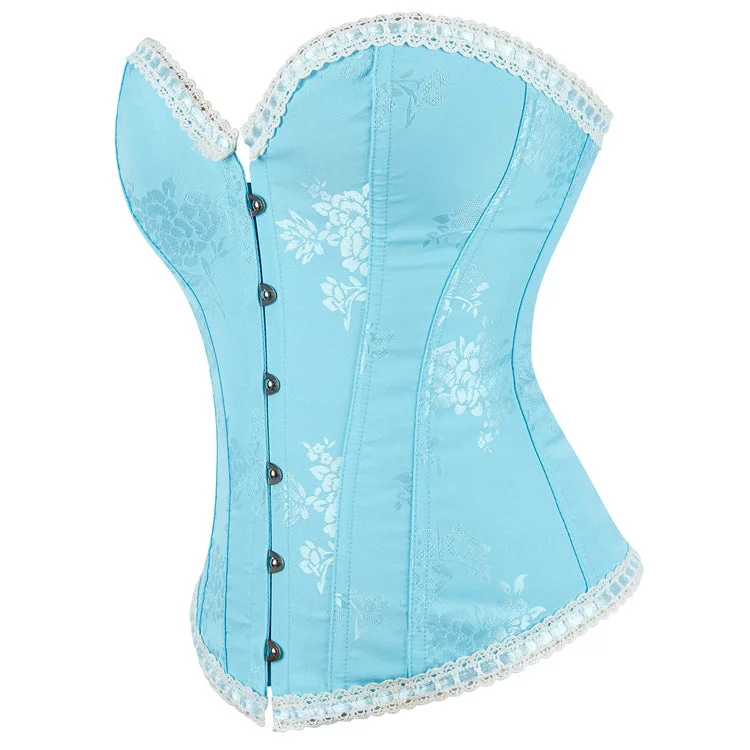 Women's Gothic Jacquard Lace Hem Lace-up Overbust Corset