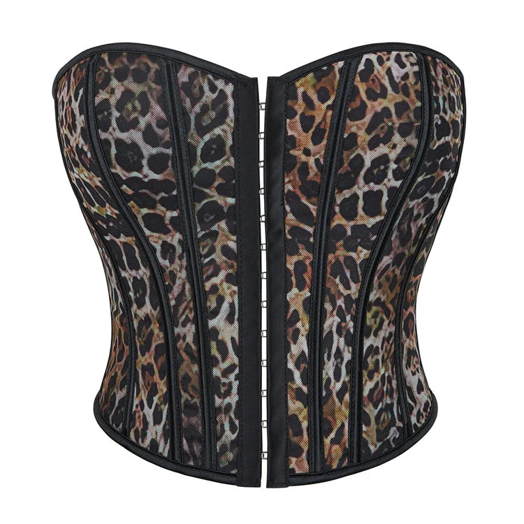 Women's Gothic Leopard Printed Boned Overbust Corset