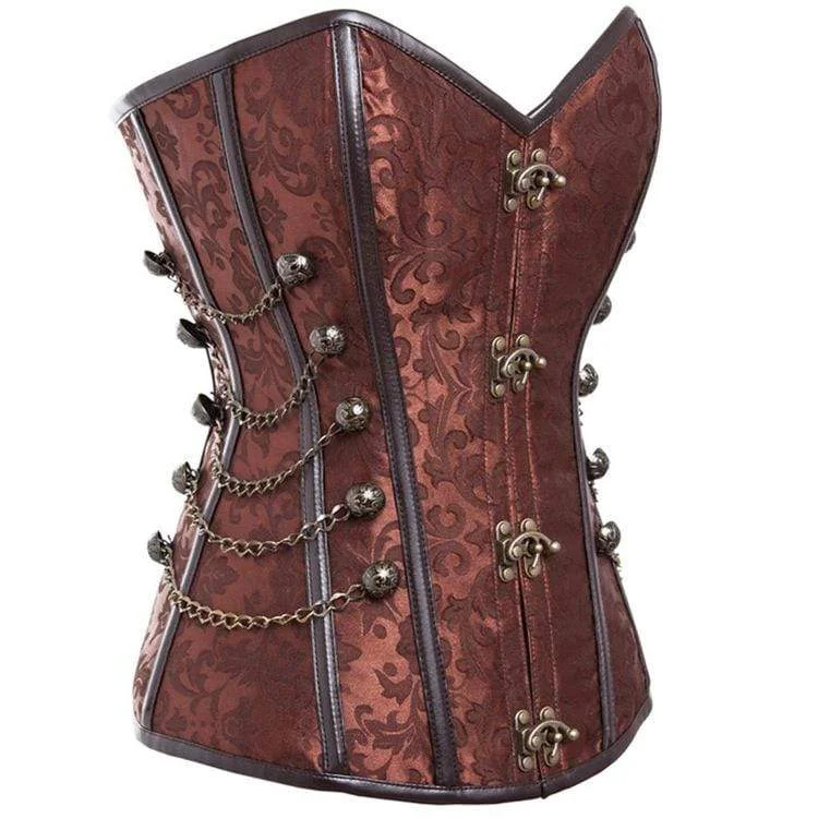 Women's Gothic Multi-Chain Floral Overbust Corsets