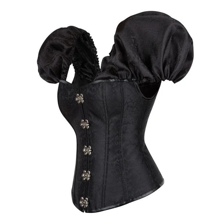 Women's Gothic Puff Sleeved Lace-up Boned Overbust Corset