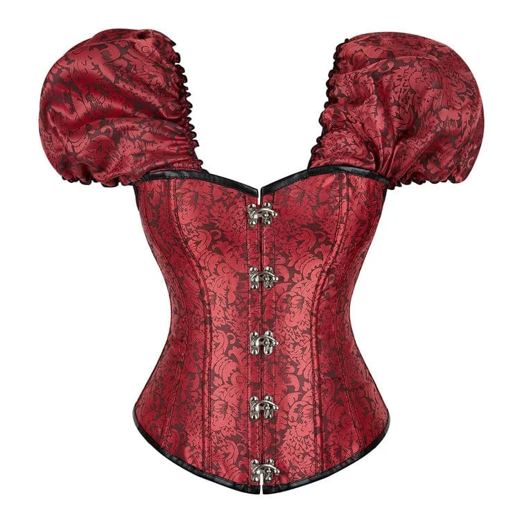 Women's Gothic Puff Sleeved Lace-up Boned Overbust Corset