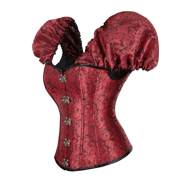 Women's Gothic Puff Sleeved Lace-up Boned Overbust Corset