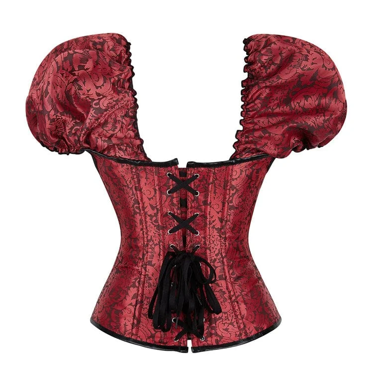 Women's Gothic Puff Sleeved Lace-up Boned Overbust Corset