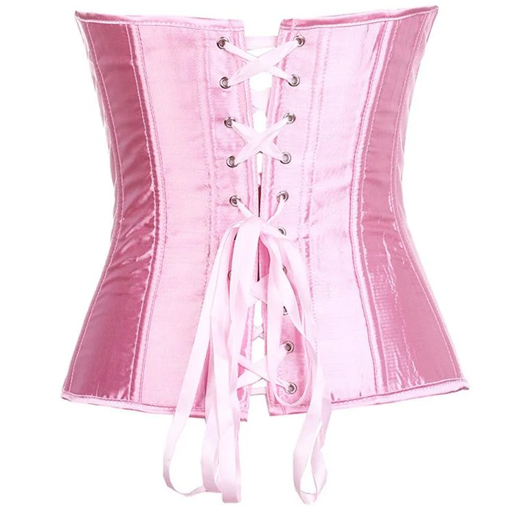 Women's Gothic Pure Color Satin Overbust Corsets