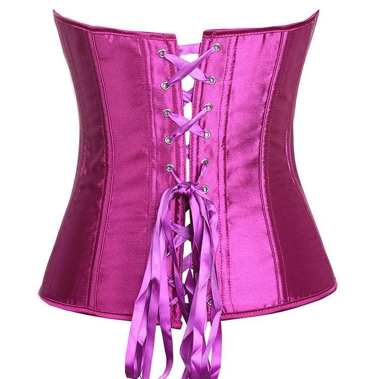 Women's Gothic Pure Color Satin Overbust Corsets