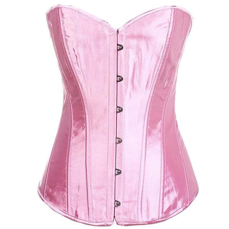 Women's Gothic Pure Color Satin Overbust Corsets