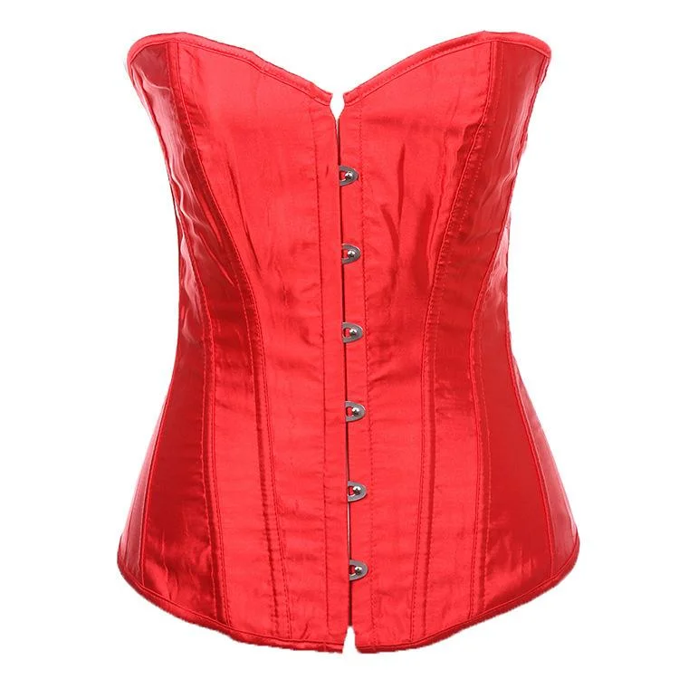 Women's Gothic Pure Color Satin Overbust Corsets