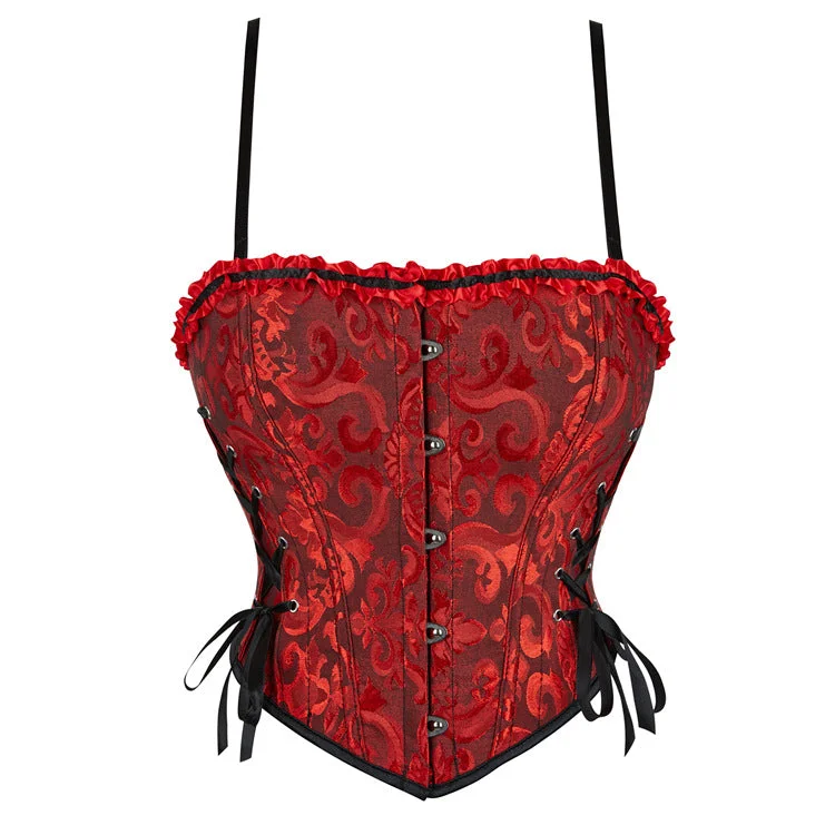 Women's Gothic Ruffled Lace-up Overbust Corset