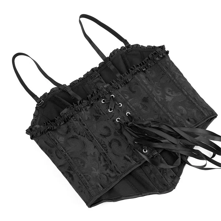 Women's Gothic Ruffled Lace-up Overbust Corset