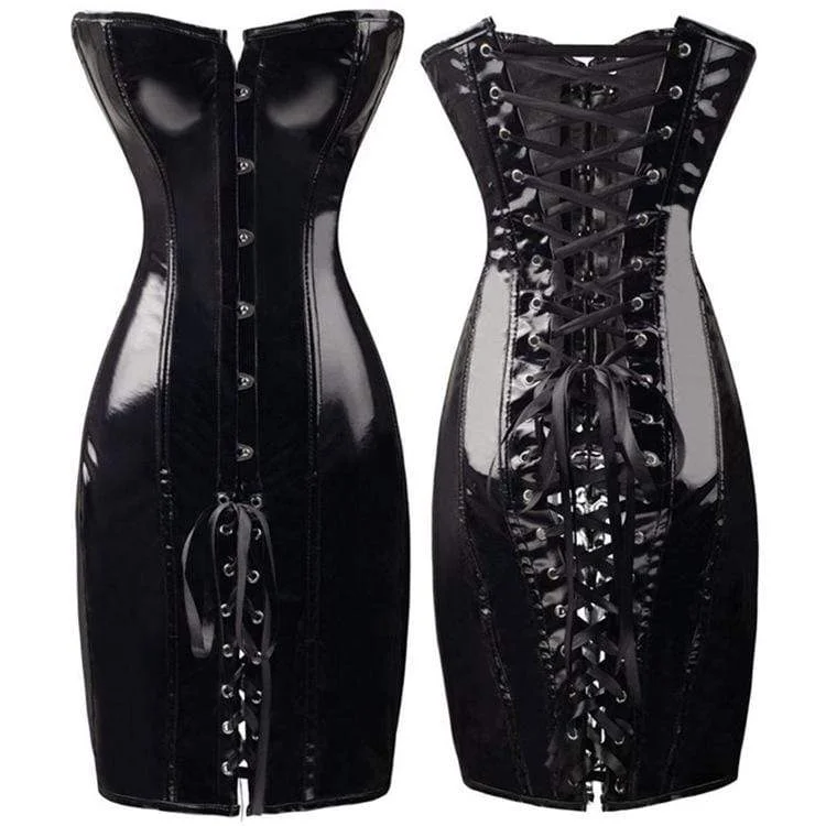 Women's Gothic Strappy  Faux Leather Overbust Corsets