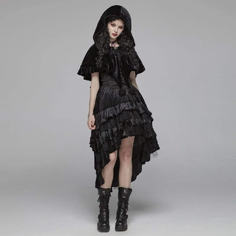 Women's Lolita Witch Hooded Velvet Short Cloak