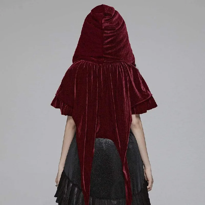 Women's Lolita Witch Hooded Velvet Short Cloak