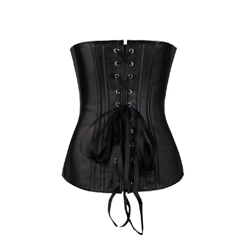 Women's Plus Size Faux Leather Overbust Zipper Corset G String