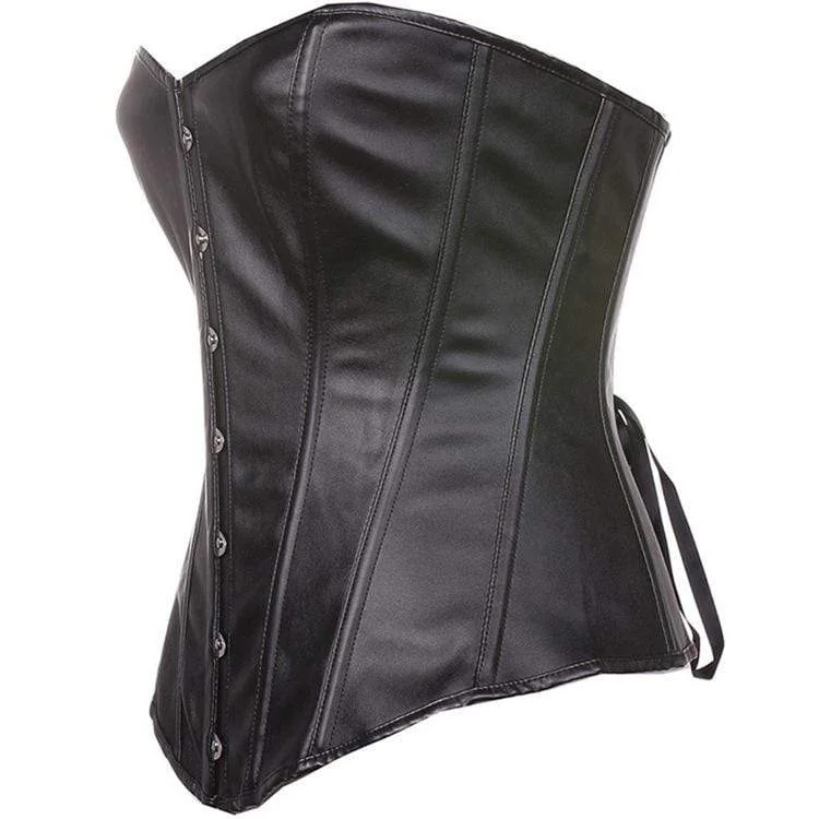 Women's Punk Faux Leather Overbust Corsets With T-back