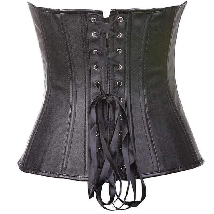 Women's Punk Faux Leather Overbust Corsets With T-back