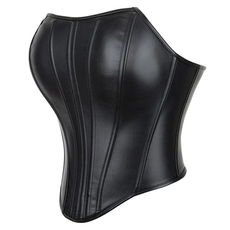 Women's Punk Faux Leather Side Zipper Overbust Corset