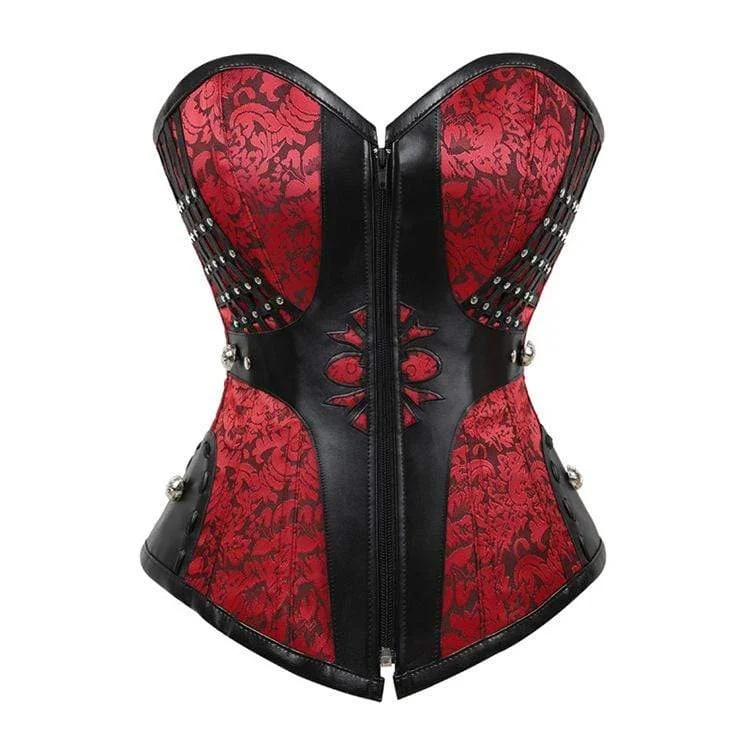 Women's Steampunk Faux Leather Overbust Corsets