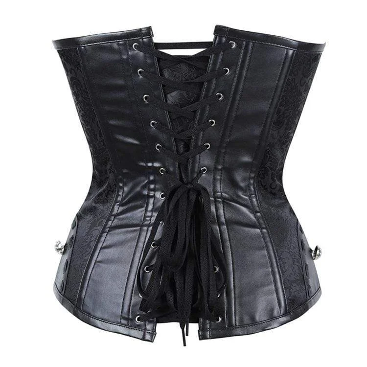 Women's Steampunk Faux Leather Overbust Corsets