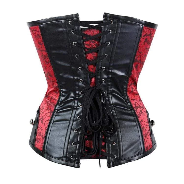 Women's Steampunk Faux Leather Overbust Corsets