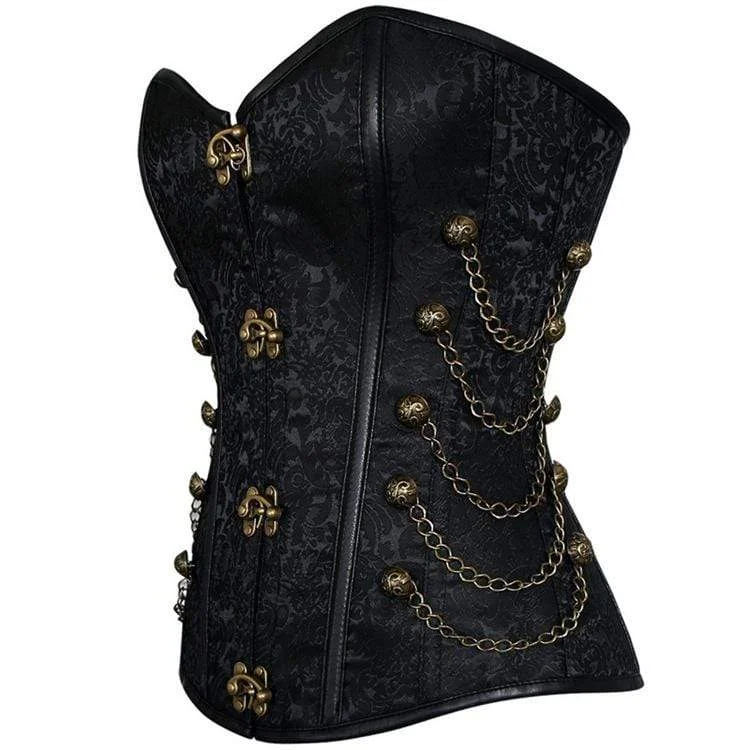 Women's Steampunk Overbust Corsets With Chains