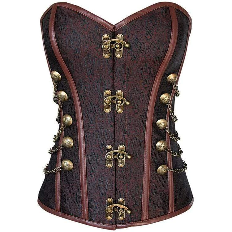 Women's Steampunk Overbust Corsets With Chains