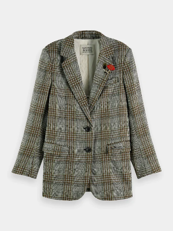 Wool-blend single-breasted boyfriend blazer